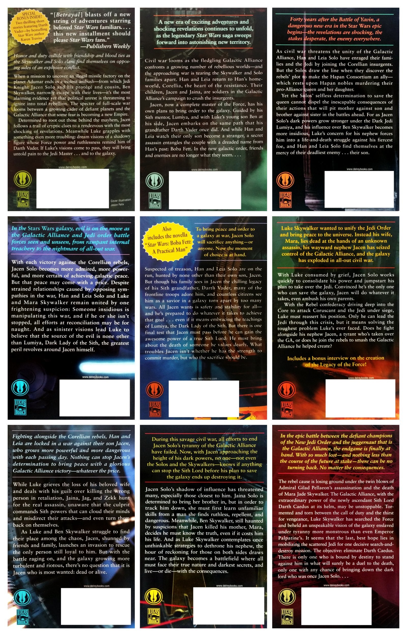 Star Wars - Legacy of the Force (Books 1-9, Betrayal, Bloodlines, Tempest, Exile, Sacrifice, Inferno, Fury, Revelation, Invincible)